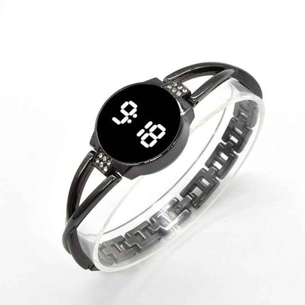 LED Fashion Watch Ladies Touch Screen Ladies Time Steel Band Electronic Student Ladies Bracelet Watch Simple Style Watch