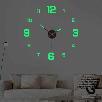 Creative digital glow-in-the-dark clock Personality home diy wall clock punch free decorative wall stick clock acrylic wall clock