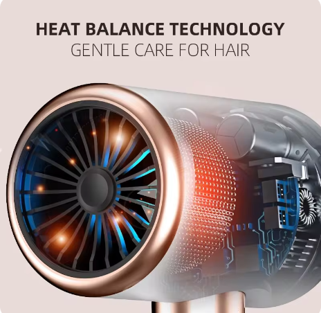 Hair dryer, high-speed electric turbine airflow, low noise, constant temperature quick drying, suitable for family salon.