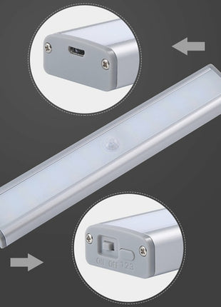 Luce LED Sensore Movimento 20 LED Ricaricabile - Barra Luminosa per Interni