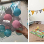 Cotton Ball Lamp + Colorful Flag + Climbing Mat / 130*100*130