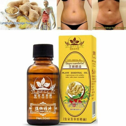 Ginger Essential Oil Lymphatic Drainage 30ml - Anti-Cellulite Slimming Massage