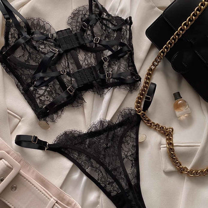 FFOrder Lace Fishbone Bra Shapewear Sexy Underwear Set