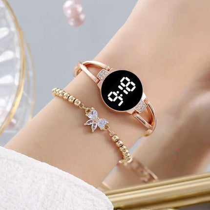 LED Fashion Watch Ladies Touch Screen Ladies Time Steel Band Electronic Student Ladies Bracelet Watch Simple Style Watch