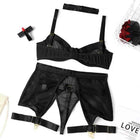 FFOrder Mesh Splicing With Halter Neck Waist Closure Four-Piece Sexy Lingerie