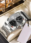 P930 Silver Shell Black Surface Steel Belt