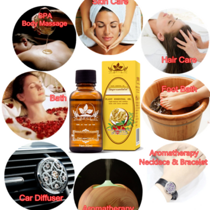 Ginger Essential Oil Lymphatic Drainage 30ml - Anti-Cellulite Slimming Massage