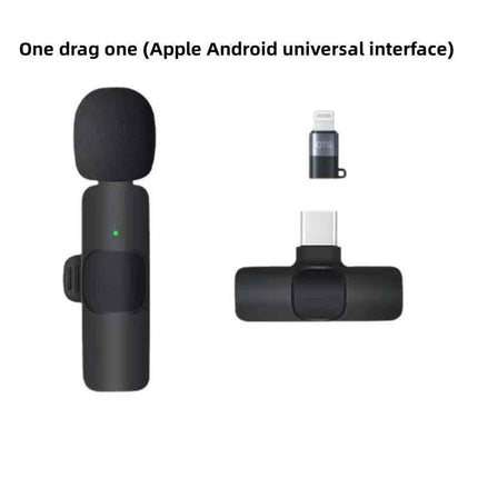Wireless collar microphone one drag two mini microphone recording radio noise reduction outdoor mobile live broadcast