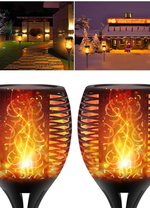 Luce Solare Giardino LED 33 LED Effetto Fiamma - Torcia Solare Impermeabile