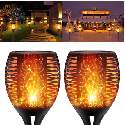 Luce Solare Giardino LED 33 LED Effetto Fiamma - Torcia Solare Impermeabile