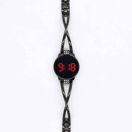 LED Fashion Watch Ladies Touch Screen Ladies Time Steel Band Electronic Student Ladies Bracelet Watch Simple Style Watch