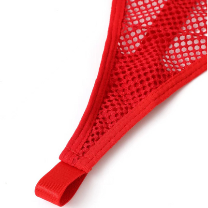 FFOrder Mesh Splicing With Halter Neck Waist Closure Four-Piece Sexy Lingerie