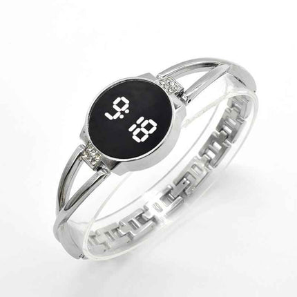 LED Fashion Watch Ladies Touch Screen Ladies Time Steel Band Electronic Student Ladies Bracelet Watch Simple Style Watch