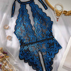 FFOrder One-Piece Deep V Sexy Lace Print No Steel Ring Open Crotch Beautiful Back Sexy Underwear