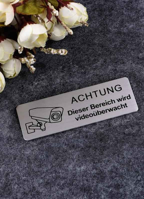 1pc Caution Video Surveillance Wall Sticker Decal Metal Home Door Yard Garden Decors For Door Panel Space Sticker With Adhesive