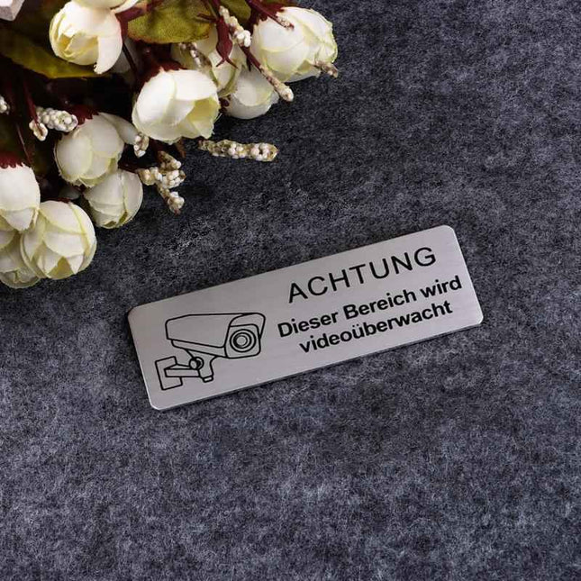 1pc Caution Video Surveillance Wall Sticker Decal Metal Home Door Yard Garden Decors For Door Panel Space Sticker With Adhesive