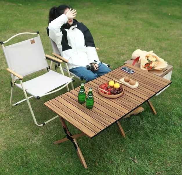 Outdoor folding table Aluminum alloy egg roll table Portable camping table picnic table Camping supplies equipment