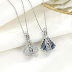 White gold blue and white zircon
