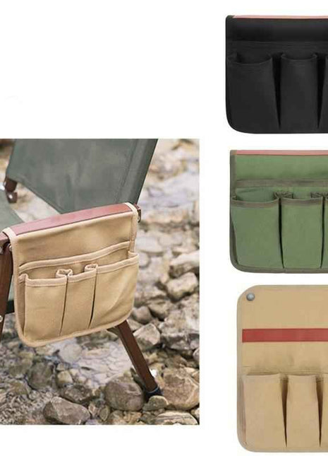 1Pc Outdoor Camping Chair Armrest Storage Bag Portable Beach Chair Side Hanging Bag Fishing Camping Hiking Organization Bag