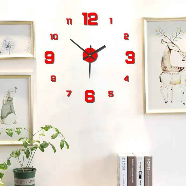 Creative digital glow-in-the-dark clock Personality home diy wall clock punch free decorative wall stick clock acrylic wall clock
