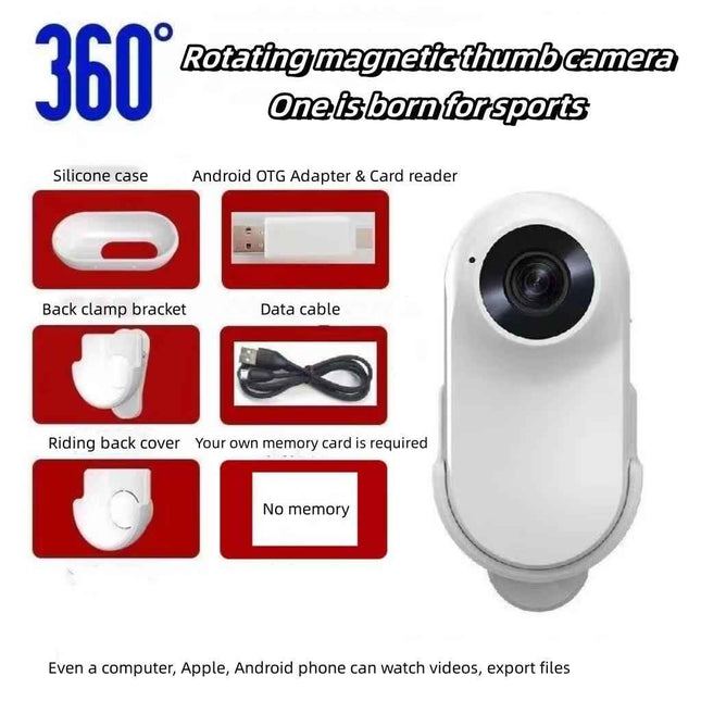 Anti-shake mini camera 1080P HD head-mounted magnetic thumb camcorder Outdoor DV sports video recorder Bike helmet camera