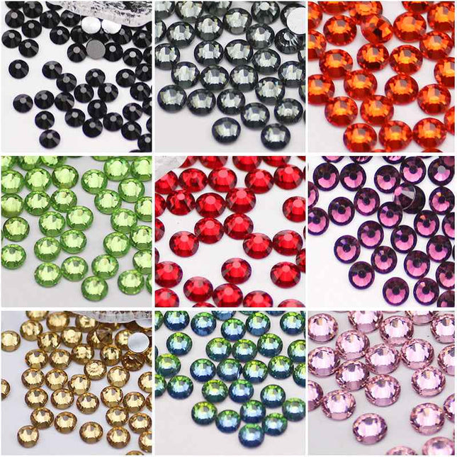 Sparkling Circular Flat Base Gemstone Glass Diamond
