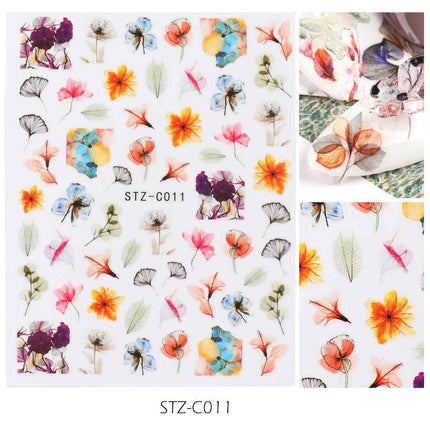 Japanese 3D watercolor nail decals
