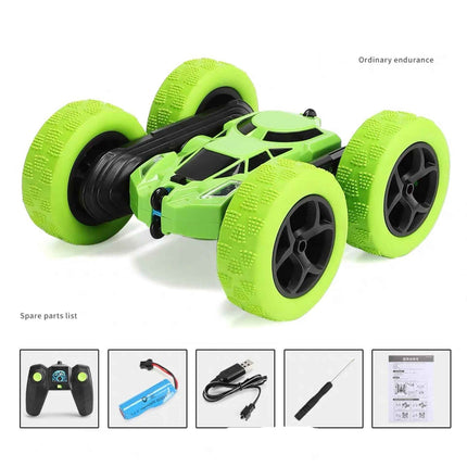 Wireless stunt vehicle dual-flip action barrel