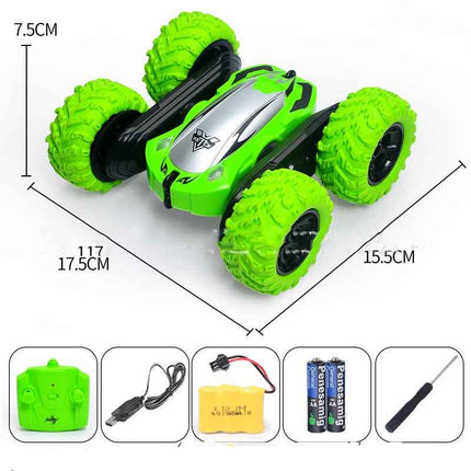 Wireless stunt vehicle dual-flip action barrel