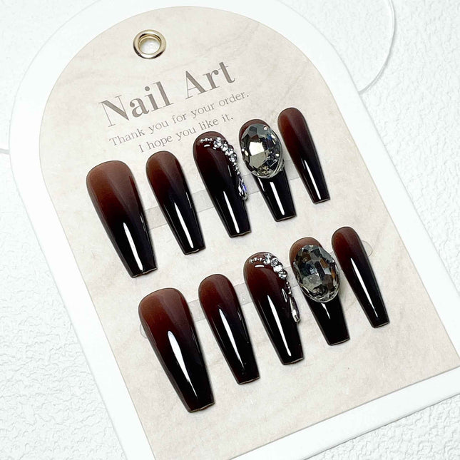 Glove Nail Time Charcoal Maillard Ombre Dark Polish