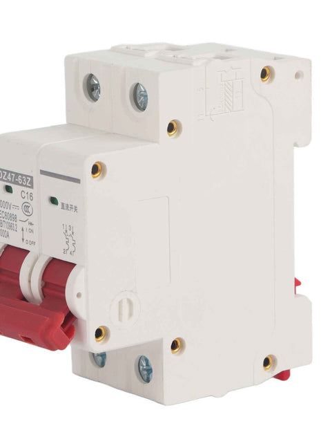 2 Pole Circuit Interrupter 6kA Cutoff DIN Mount 16A 1000V DC
