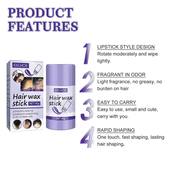 Hair Styling Wax Stick for Frizz Control Smoothing Cream Hair Finisher Styling Gel Haircare Product