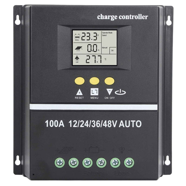 Smart Solar Charger with Dual USB Ports, LCD Screen, Auto Voltage 12V-48V for Panels