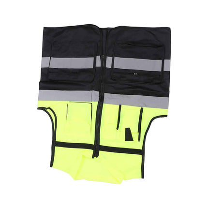 Enhanced Visibility Work Vest with Multi-Pocket Mesh Construction Breathable Reflective Safety Gear