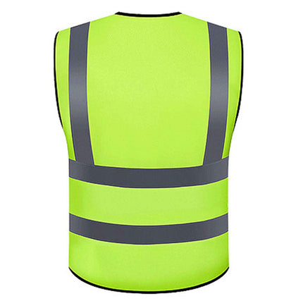 High Visibility Safety Vest Industrial Construction Road Work Traffic Reflective Multi-Pocket Zipper Design Green