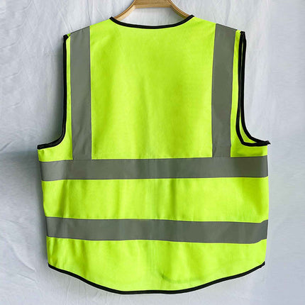 High Visibility Safety Vest Industrial Construction Road Work Traffic Reflective Multi-Pocket Zipper Design Green