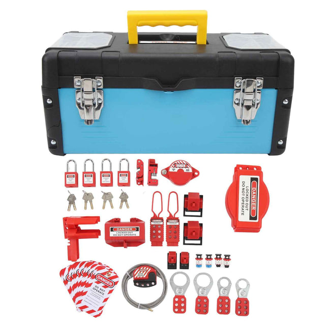Industrial Safety Lockout Kit with 47 Pieces for Equipment Security, Electrical Locks and Combination Padlocks Set