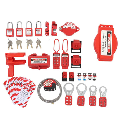 Industrial Safety Lockout Kit with 47 Pieces for Equipment Security, Electrical Locks and Combination Padlocks Set