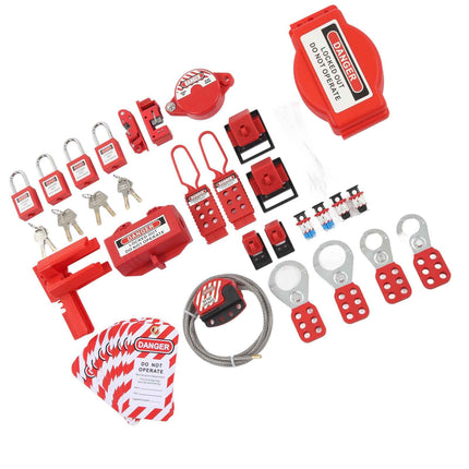 Industrial Safety Lockout Kit with 47 Pieces for Equipment Security, Electrical Locks and Combination Padlocks Set