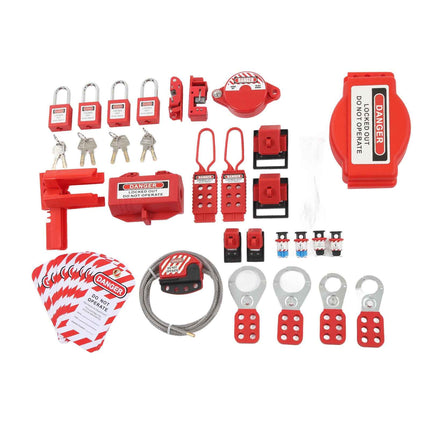 Industrial Safety Lockout Kit with 47 Pieces for Equipment Security, Electrical Locks and Combination Padlocks Set