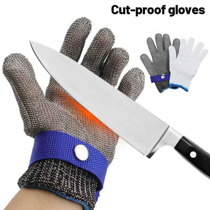 Metal Mesh Protective Glove for Cutting Stainless Steel Chainmail Saw Work Gray Silver Size L 24.5cm