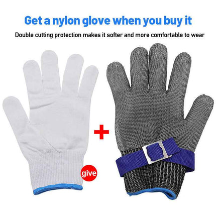 Metal Mesh Protective Glove for Cutting Stainless Steel Chainmail Saw Work Gray Silver Size L 24.5cm