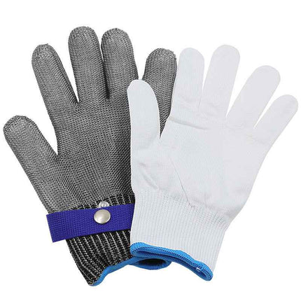 Metal Mesh Protective Glove for Cutting Stainless Steel Chainmail Saw Work Gray Silver Size L 24.5cm
