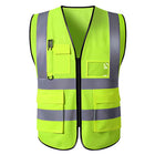 High Visibility Safety Vest Industrial Construction Road Work Traffic Reflective Multi-Pocket Zipper Design Green