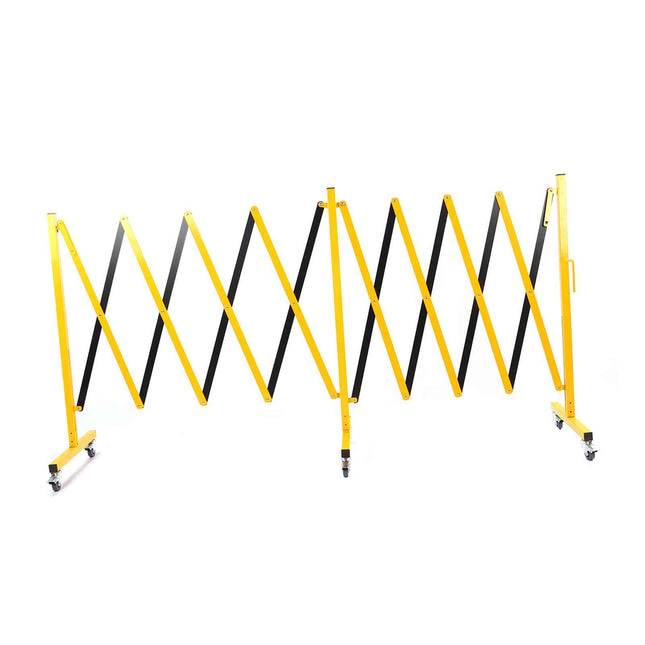 Adjustable Steel Barrier Expandable Grid Reflective Mobile Safety Fence with Locking Wheels