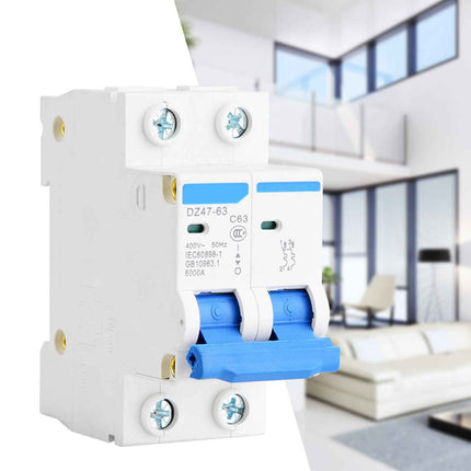 DZ47-63 2P Mini Circuit Breaker with Leakage Guard 400VAC(63A)