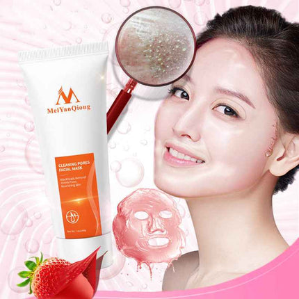 Deep Purifying peel-off charcoal mask for blackhead removal and acne control, strawberry nose treatment and facial care