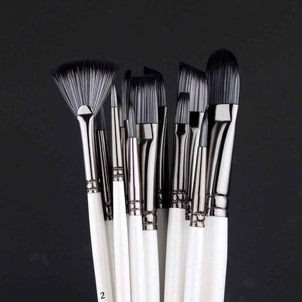 Premium Synthetic Hair Paintbrush Kit 12-Piece Watercolor Acrylic Art Tool Set
