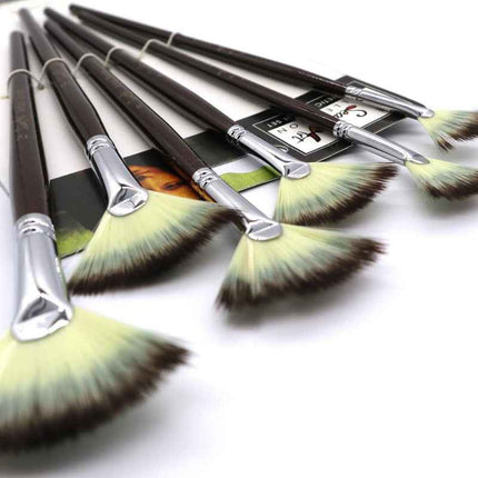 6 Pieces Fan Shaped Synthetic Watercolor Paint Brushes Set