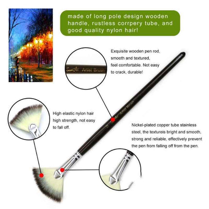 6 Pieces Fan Shaped Synthetic Watercolor Paint Brushes Set